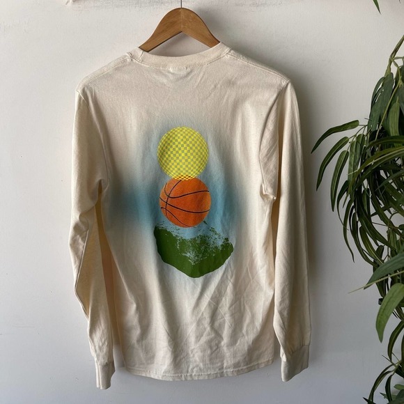 Jam Longsleeve Mens Small Cream Graphic Printed Athletic Sport Retro Top - Picture 4 of 6